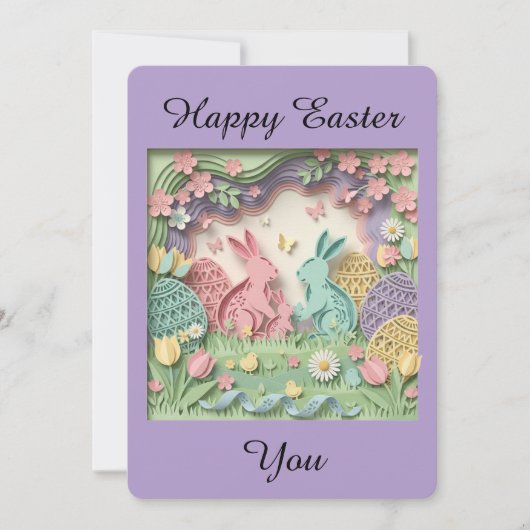 Easter Greeting Card with two little bunnies シーズンカード (正面)