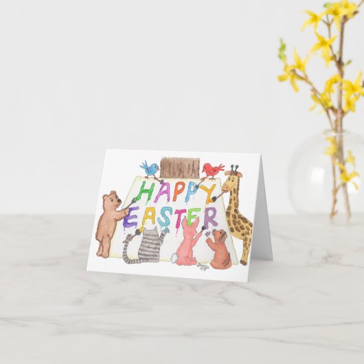 Easter Greeting Painted by Animals カード (黄色い花)