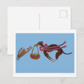 Easter Greyhound chasing bunny シーズンポストカード (正面/裏面)