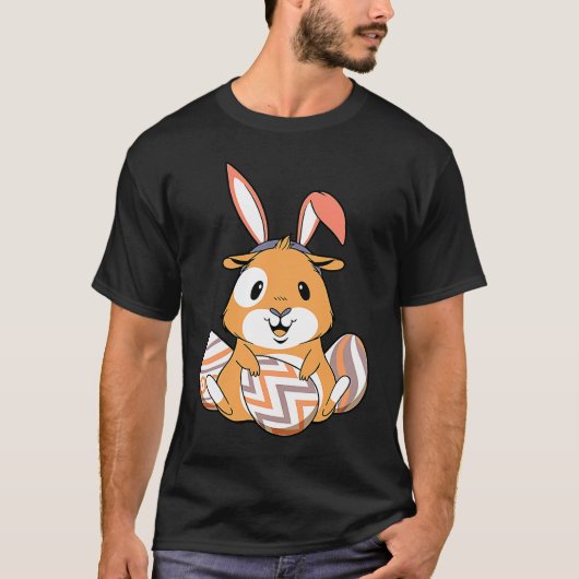 Easter Guinea Pig With Bunny Ears & Eggs   Easter Tシャツ (正面)