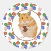 Easter Hamster with Chocolate Eggs  ラウンドシール (正面)