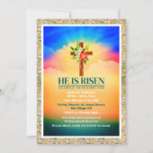 EASTER He Is Risen CHURCH SERVICES Customized 案内状 (正面)