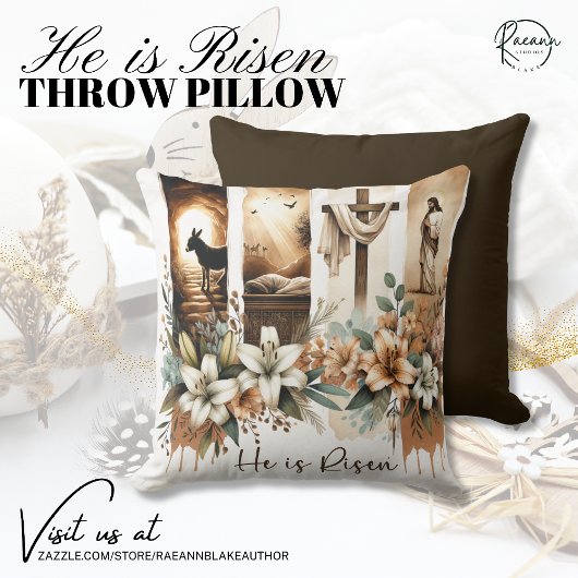 Easter "He is Risen" Throw Pillow クッション