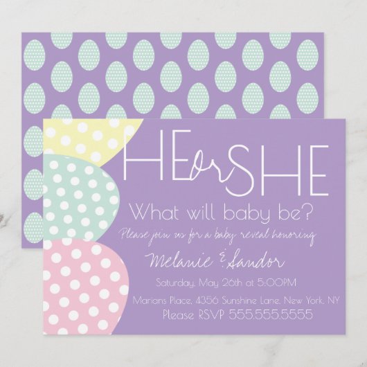 Easter He or She Baby Reveal Baby Shower 招待状 (正面/裏面)