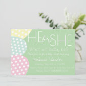 Easter He or She Baby Reveal Baby Shower 招待状 (スタンド正面)