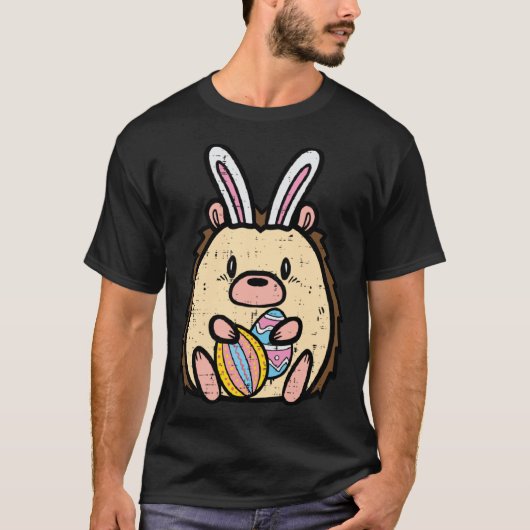 Easter Hedgehog Bunny Cute Egg Hunt Boys Girls Kid Tシャツ (正面)