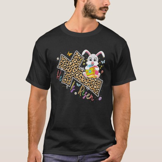 Easter He's Risen Easter Religious Leopard Faith C Tシャツ (正面)