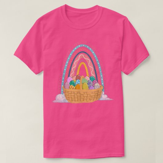 Easter Holiday Easter Eggs Basket Rainbow Happy Ea Tシャツ (デザイン正面)