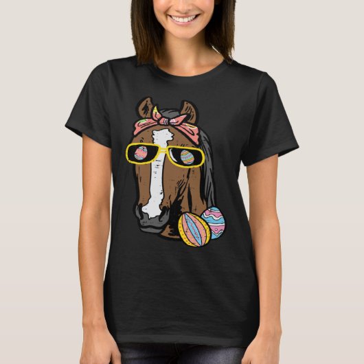 Easter Horse Face Cowgirl Equestrian Women Girls K Tシャツ (正面)