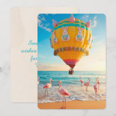 Easter Hot Air Balloon and Flamingos on Beach シーズンカード (正面/裏面)