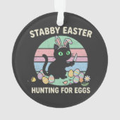 Easter Hunting For Eggs Funny Cat オーナメント (裏面)