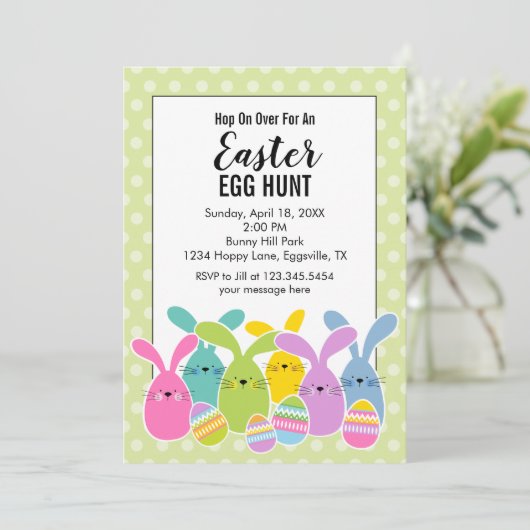 Easter Invitation Egg Hunt Bunnies 招待状 (スタンド正面)