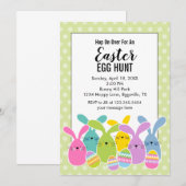 Easter Invitation Egg Hunt Bunnies 招待状 (正面/裏面)