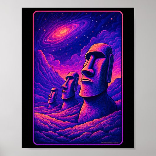 Easter Island Moai Heads - Rapa Nui Alien Galaxy A ポスター (正面)