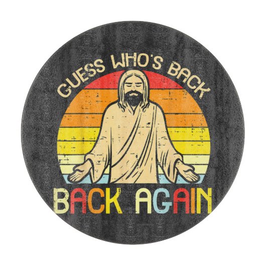 Easter Jesus Guess Whos Back Religious Christian カッティングボード (正面)