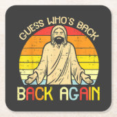 Easter Jesus Guess Whos Back Religious Christian スクエアペーパーコースター (正面)