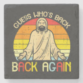Easter Jesus Guess Whos Back Religious Christian ストーンコースター (正面)
