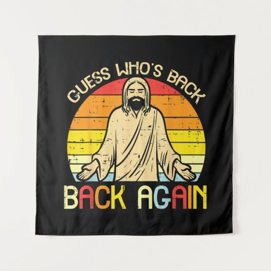 Easter Jesus Guess Whos Back Religious Christian タペストリー (正面)