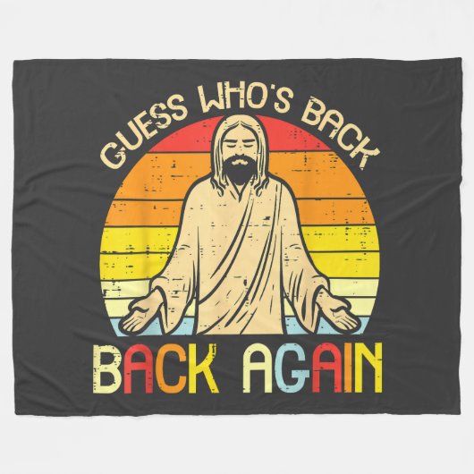 Easter Jesus Guess Whos Back Religious Christian フリースブランケット (正面(横))