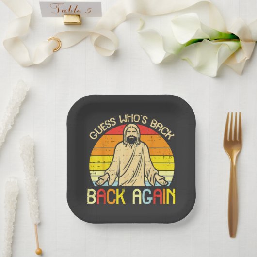 Easter Jesus Guess Whos Back Religious Christian ペーパープレート (ウェディング)