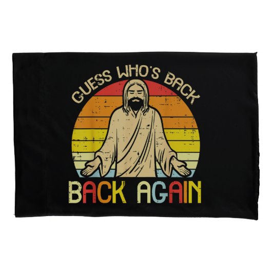 Easter Jesus Guess Whos Back Religious Christian 枕カバー (正面)