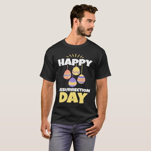 Easter Jesus Happy Resurrection Day Sunday Egg Rab Tシャツ (正面フル)
