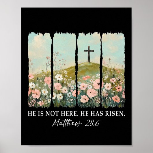 Easter Jesus He Is Not Here He Has Risen Wildflowe ポスター (正面)