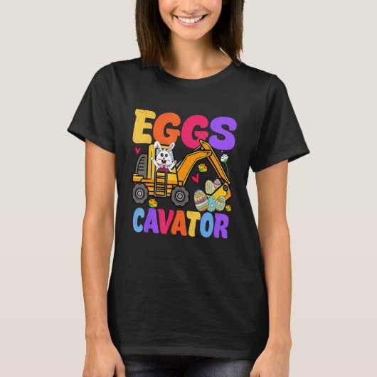Easter Kids Boys  Excavator Happy Easter EggsCavat Tシャツ (正面)