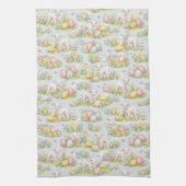 Easter Lamb And Chick Watercolor Floral Spring キッチンタオル (縦)