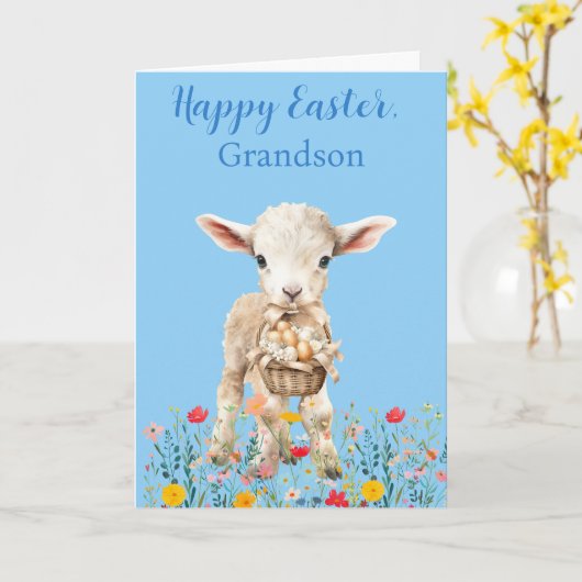 Easter Lamb & Coloring Page Folded Greeting Card  カード (黄色い花)