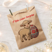  Easter Lamb Favor Bag - Retro Glossy Style フェイバーバッグ (クリップ留めされた状態)