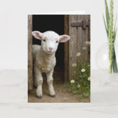 Easter Lamb In Barn Door カード (正面)