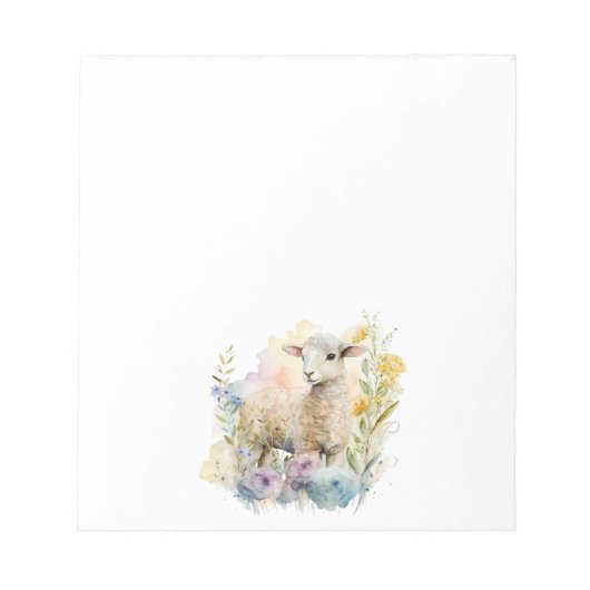 Easter Lamb Religious Christian Watercolor Florals ノートパッド (正面)