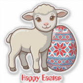 Easter Lamb Vinyl Sticker | Personalized Name シール (正面)