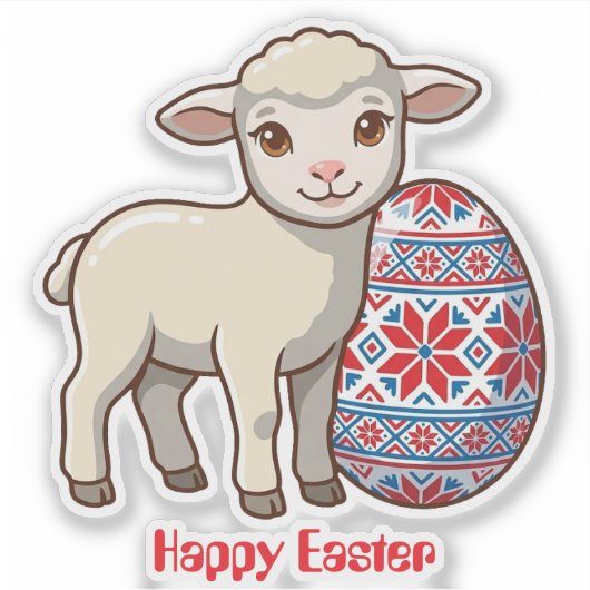 Easter Lamb Vinyl Sticker | Personalized Name シール (正面)
