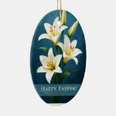 Easter Lilies Blue Christian Faith Gift セラミックオーナメント (右)
