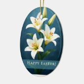 Easter Lilies Blue Christian Faith Gift セラミックオーナメント (左)