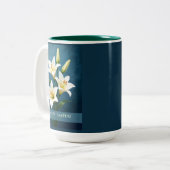 Easter Lilies Blue Christian Faith Gift ツートーンマグカップ (正面左)