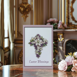 Easter Lily Cross Easter Blessing カード