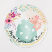 Easter - little bunny on big egg ラベル (デザイン2)