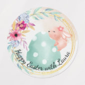 Easter - little bunny on big egg ラベル (デザイン1)