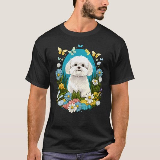 Easter Maltese dog Bunny Eggs Dog on Easter Maltes Tシャツ (正面)