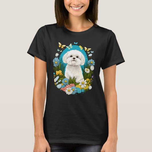Easter Maltese dog Bunny Eggs Dog on Easter Maltes Tシャツ (正面)