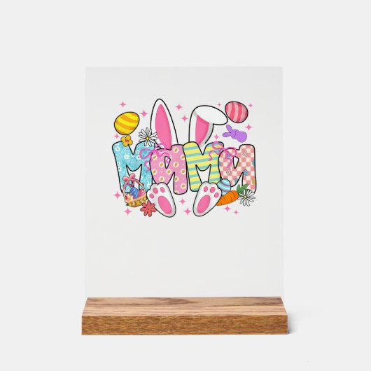Easter Mama Bunny Ears Coquette Bow Easter Rabbit  アクリルサイン (正面)
