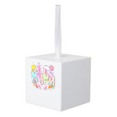 Easter Mama Bunny Ears Coquette Bow Easter Rabbit  キューブオーナメント (裏面アングル)