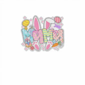 Easter Mama Bunny Ears Coquette Bow Easter Rabbit  シール (正面)