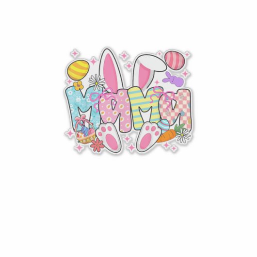 Easter Mama Bunny Ears Coquette Bow Easter Rabbit  シール (正面)