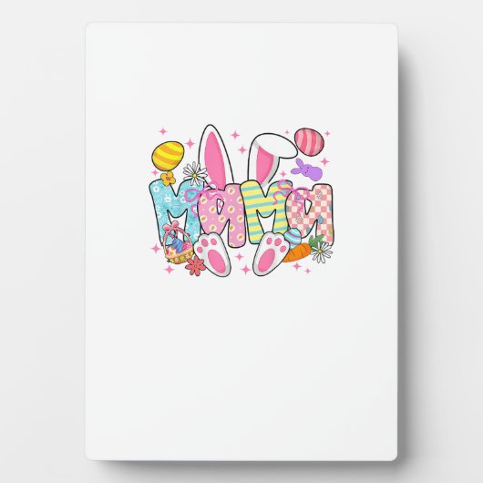 Easter Mama Bunny Ears Coquette Bow Easter Rabbit  フォトプラーク (正面)