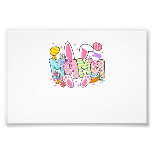 Easter Mama Bunny Ears Coquette Bow Easter Rabbit  フォトプリント (正面)