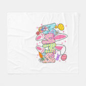 Easter Mama Bunny Ears Coquette Bow Easter Rabbit  フリースブランケット (正面(横))